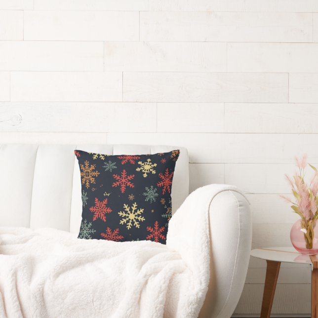 Jul Snöflinga Svart Röd Guld Kudd Kudde (Soffa)