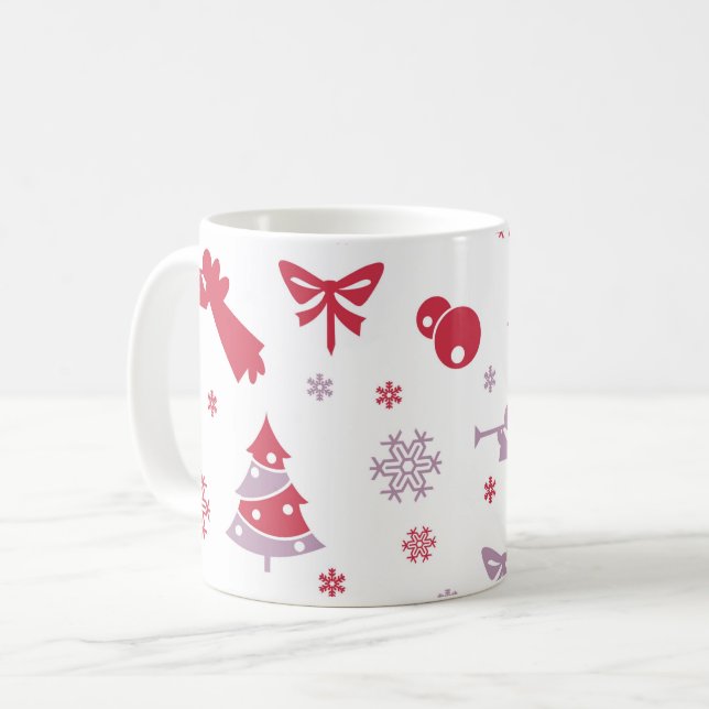 Jul snöflingor, änglar och träd mönster  kaffemugg (Framsida vänster)