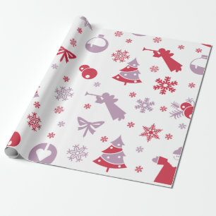Jul Snöflingor, Änglar och Träd Mönster Presentpapper