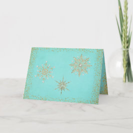 Jul Snöflingor Aqua & Guld Helgkort