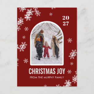 Jul Snöflingor Båge Mönster familjefoto Helg Vykort