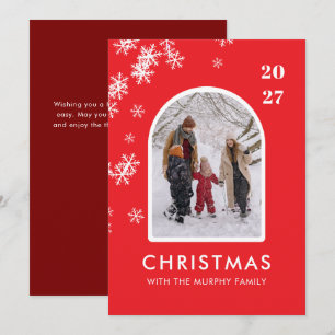 Jul Snöflingor Båge Mönster familjefoto Julkort