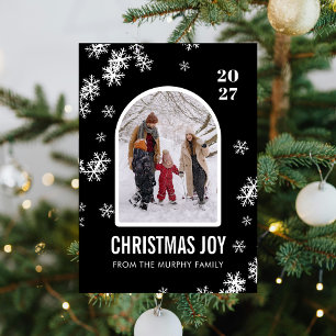 Jul Snöflingor Båge Mönster familjefoto Julkort