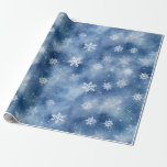 Jul Snöflingor Blå himmel Presentpapper<br><div class="desc">Vita och silver snöflingor faller i blå himmel under denna julvinter under vintern på underland designat för att din elegant helgdag ska vara papper. Den har en medelblå bakgrund som accentueras av att molnen går förbi.</div>
