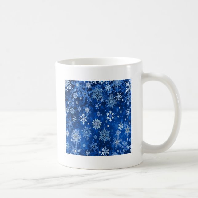 Jul Snöflingor Blå och Silver Kaffemugg (Höger)