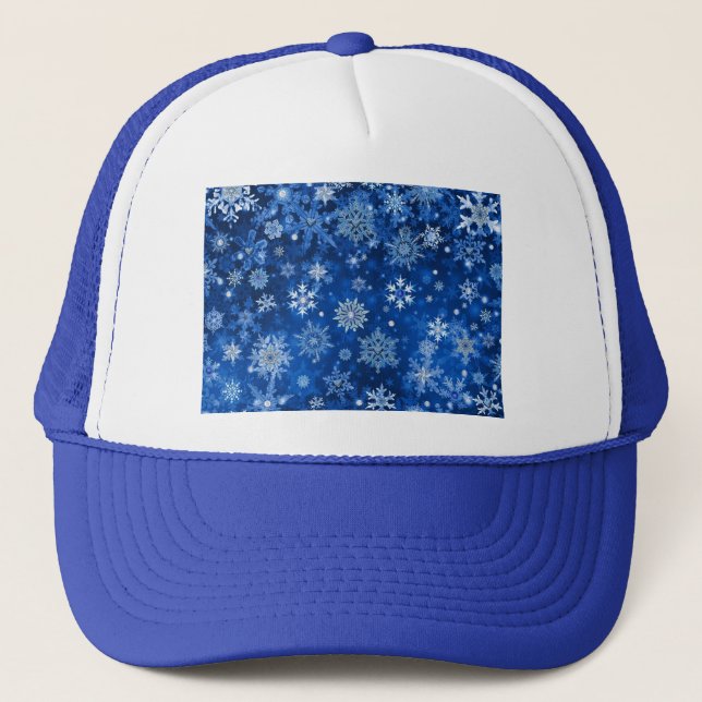 Jul Snöflingor Blå och Silver Keps (Framsida)