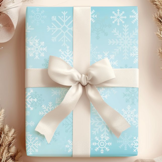 Jul Snöflingor Blå Snö Mönster Presentpapper (Skapare uppladdad)