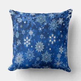 Jul Snöflingor Blue och Silver Kudde