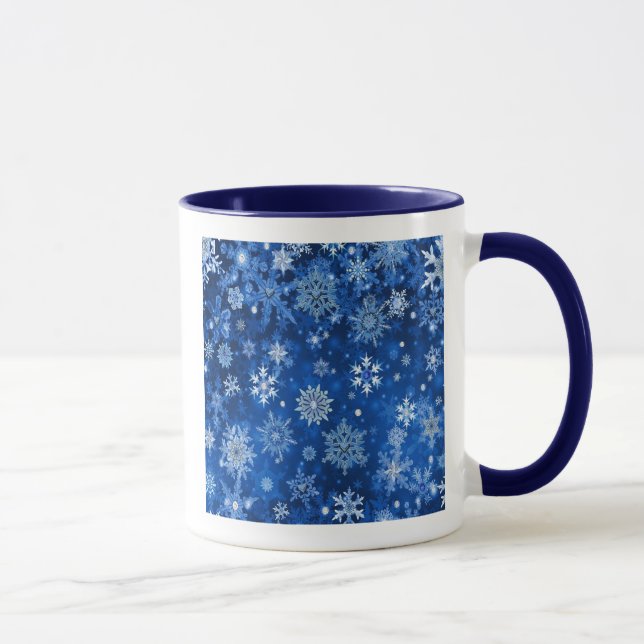 Jul Snöflingor Blue och Silver Mugg (Höger)