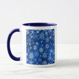 Jul Snöflingor Blue och Silver Mugg