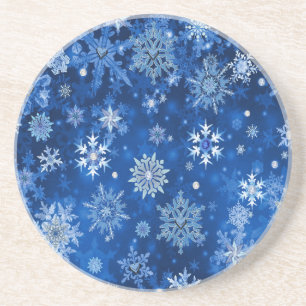 Jul Snöflingor Blue och Silver Underlägg Sandsten