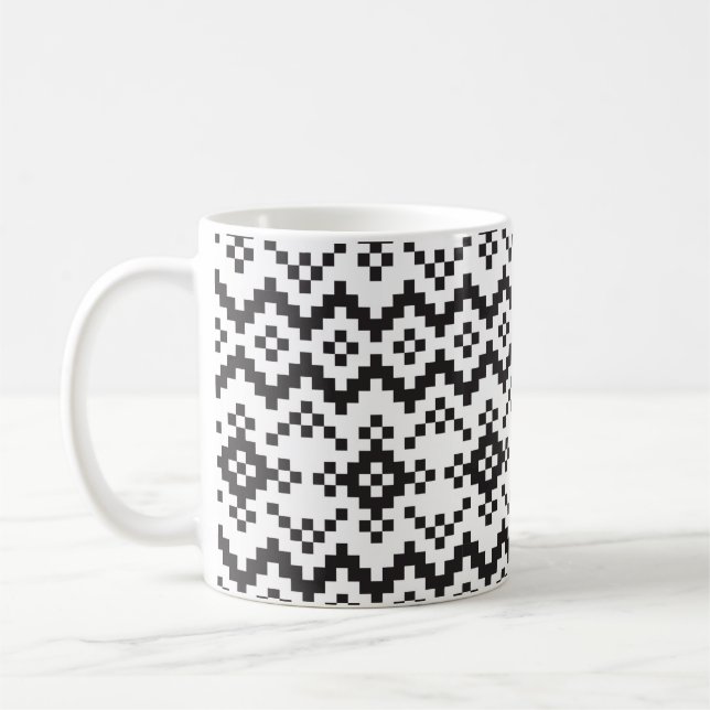 Jul Snöflingor Fair Isle Seamless Patternart Kaffemugg (Vänster)