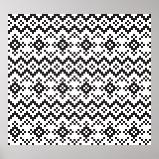 Jul Snöflingor Fair Isle Seamless Patternart Poster (Framsidan)