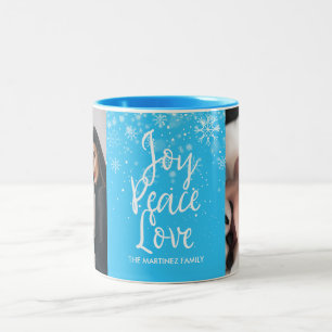 Jul Snöflingor Foto och Namn Två-Tonad Mugg