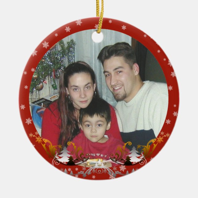 Jul snöflingor-foto Ornament (Framsidan)