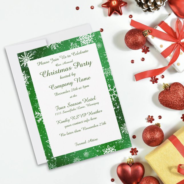 Jul Snöflingor Grönt Inbjudningar (Skapare uppladdad)