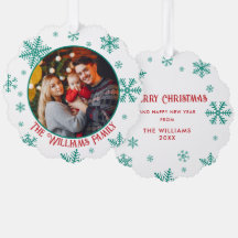 Jul Snöflingor Grönt Red Photo