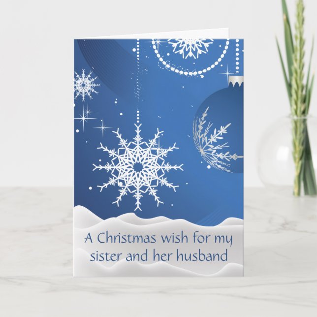 Jul snöflingor kort för syster och make (Framsida)