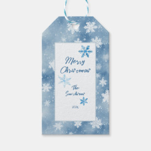 Jul Snöflingor Light Blå himmel Presentetikett