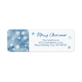 Jul Snöflingor Light Blå himmel Returadress Etikett