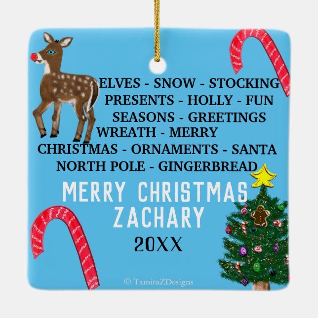 Jul Snöflingor Mini 15 Ord Puzzle Julgransprydnad Keramik (Baksida)