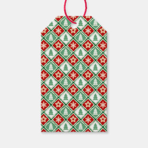 Jul snöflingor och Julgranar Presentetikett