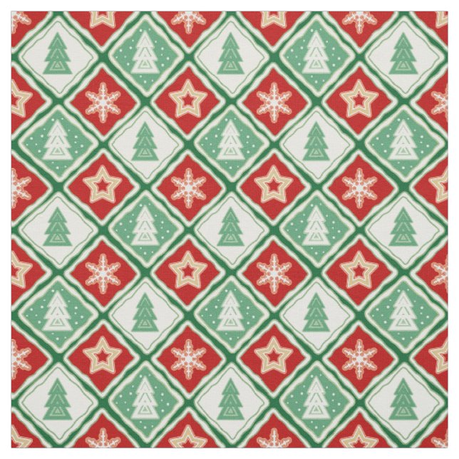Jul snöflingor och Julgranar Tyg (Provkarta)
