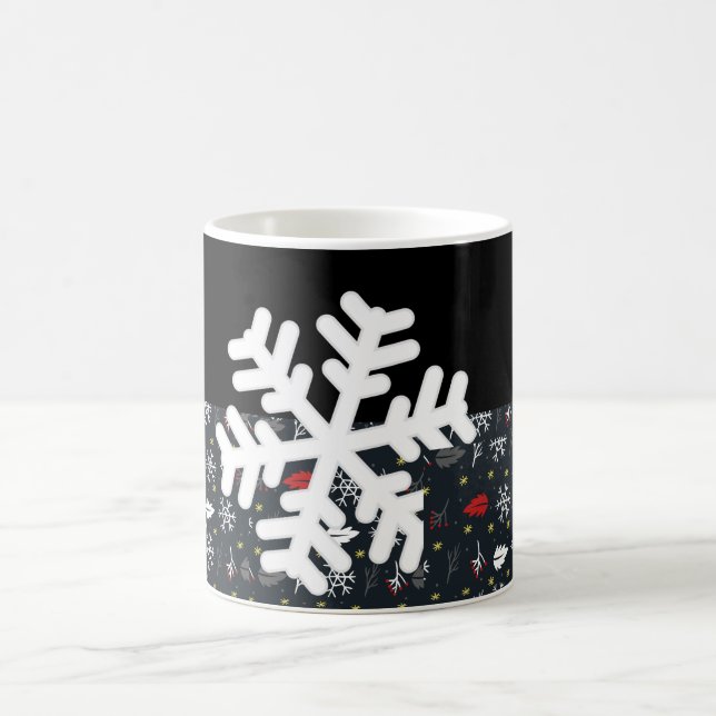 Jul Snöflingor och Löv med svart bak Kaffemugg (Center)
