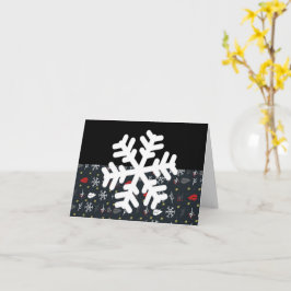 Jul Snöflingor och Löv med svart bak Kort