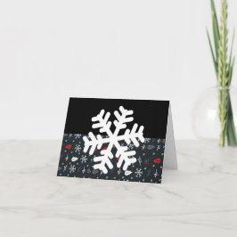 Jul Snöflingor och Löv med svart bak Kort