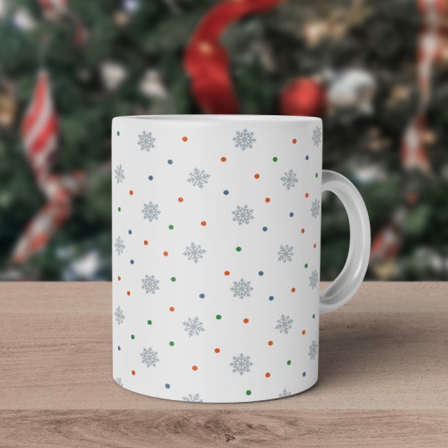 Jul snöflingor och mönster kaffemugg (Elegant minimalist Christmas snowflake mug)