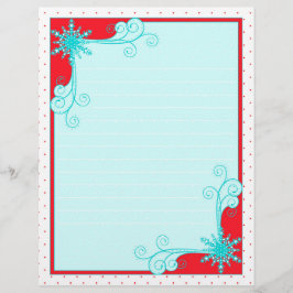 Jul-Snöflingor och Swirls Vacker Red Aqua Brevhuvud