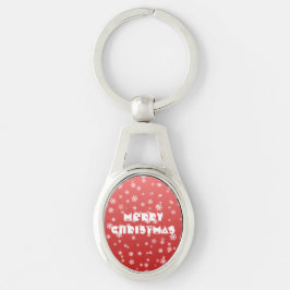 Jul Snöflingor Ovalt Silverfärgad Nyckelring