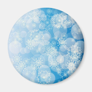 Jul snöflingor på blå bakgrund magnet