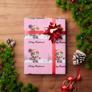 Jul & snöflingor på en rosa bakgrund jul presentpapper