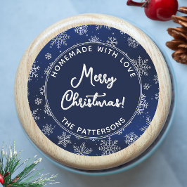 Jul-Snöflingor på övertoningsblått Runt Klistermärke