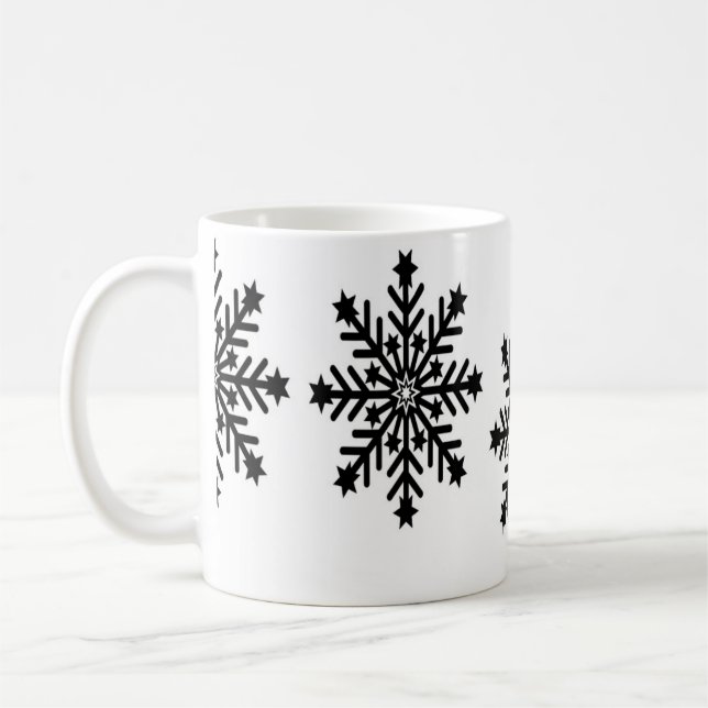 Jul snöflingor på vit kaffemugg (Vänster)