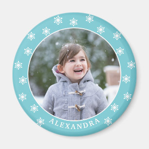 Jul Snöflingor Photo Namn Blue Magnet