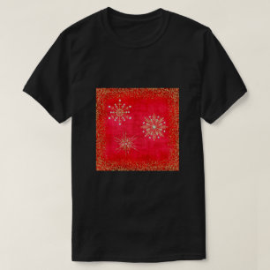 Jul Snöflingor Red & Guld Glitter Tee