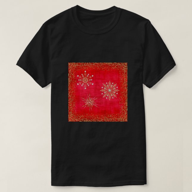 Jul Snöflingor Red & Guld Glitter Tee (Design framsida)