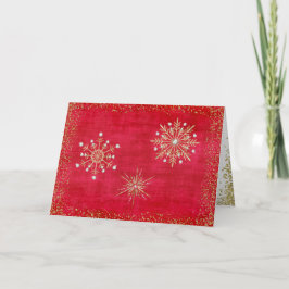 Jul Snöflingor Red & Guld Helgkort