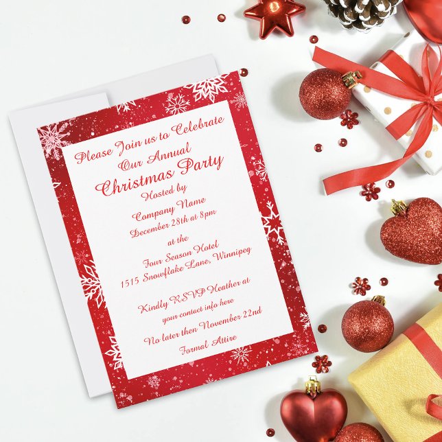 Jul Snöflingor Red Inbjudningar (Skapare uppladdad)