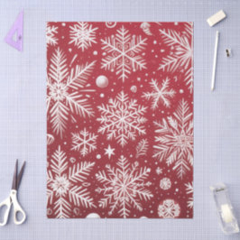 Jul Snöflingor Red White Snö Decoupage