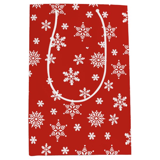Jul snöflingor röd och vit Gift Bag (Framsidan)