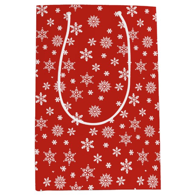 Jul snöflingor röd och vit Gift Bag (Framsidan)