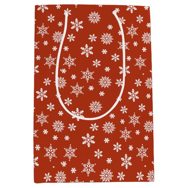 Jul snöflingor röd och vit Gift Bag (Framsidan)