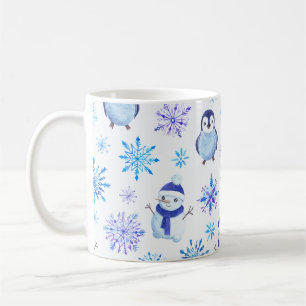 Jul Snöflingor, Snögubbar och Penguins Kaffemugg