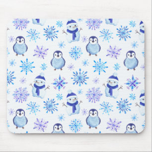 Jul Snöflingor, Snögubbar och Penguins Musmatta