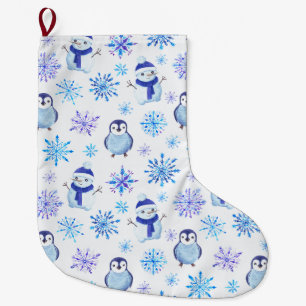 Jul Snöflingor, Snögubbar och Penguins Stor Julstrumpa