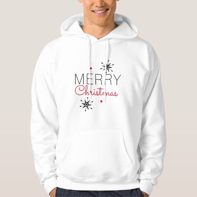Jul Snöflingor Svarta och Röda Hoodie (Framsida)